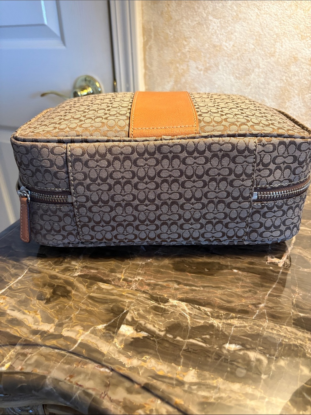 Coach Brown Signature Canvas Satchel Vanity/Cosmetic Bag - Picture 2 of 5